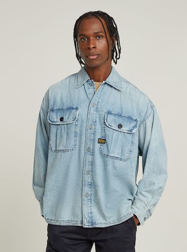 Pleated 2-Pocket Boxy Shirt